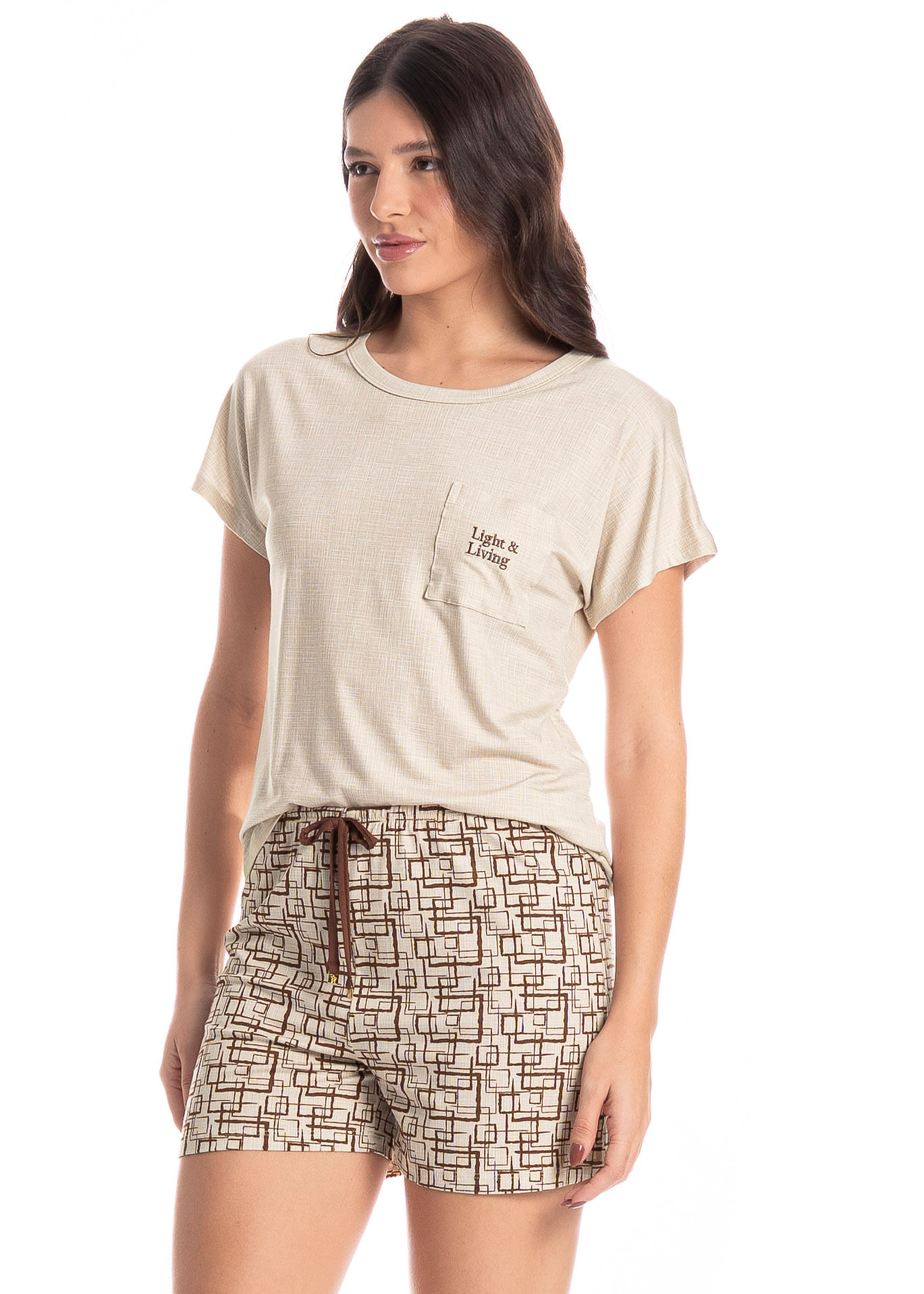 Pijama Feminino Curto Grid - Imagem 1
