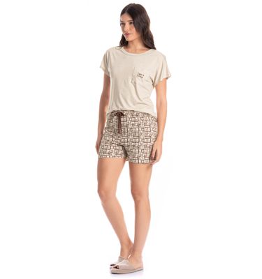Pijama Feminino Curto Grid - Imagem 3 - Mobile
