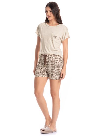 Pijama Feminino Curto Grid - Imagem 3 - Desktop
