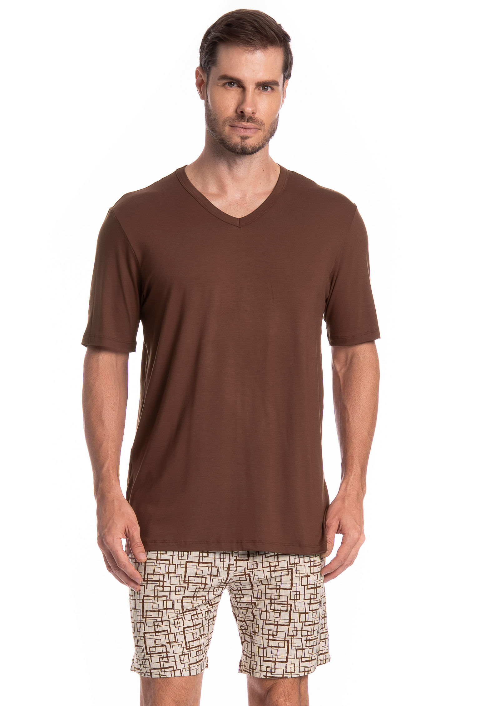 Pijama Curto Grid Tombini - Imagem 1