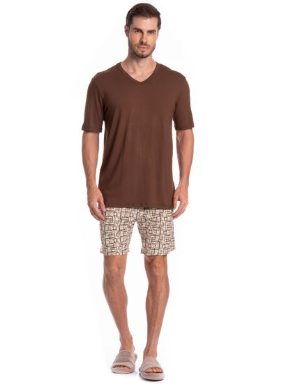 Pijama Curto Grid Tombini - Imagem 3 - Desktop