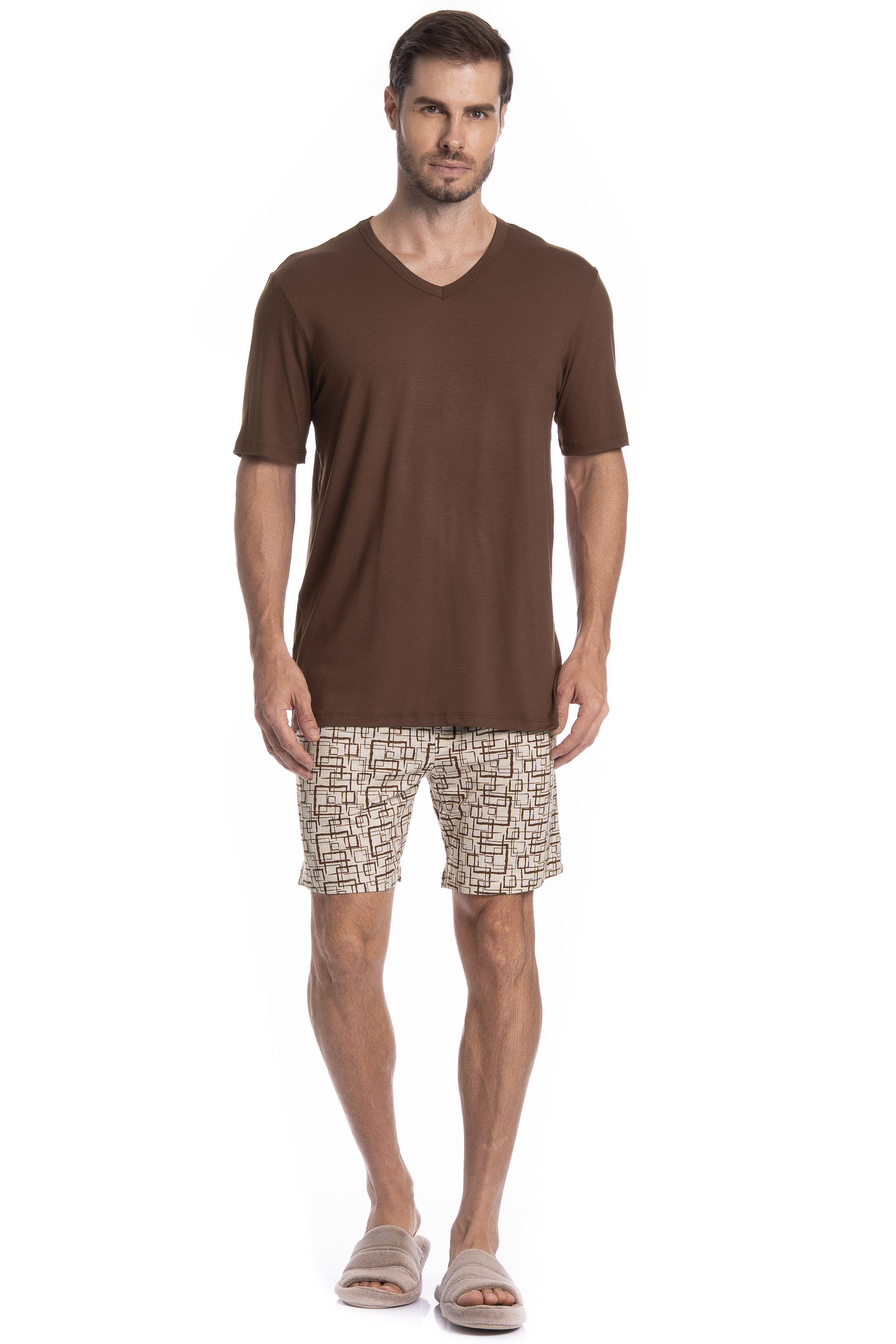 Pijama Curto Grid Tombini - Imagem 3 - Mobile