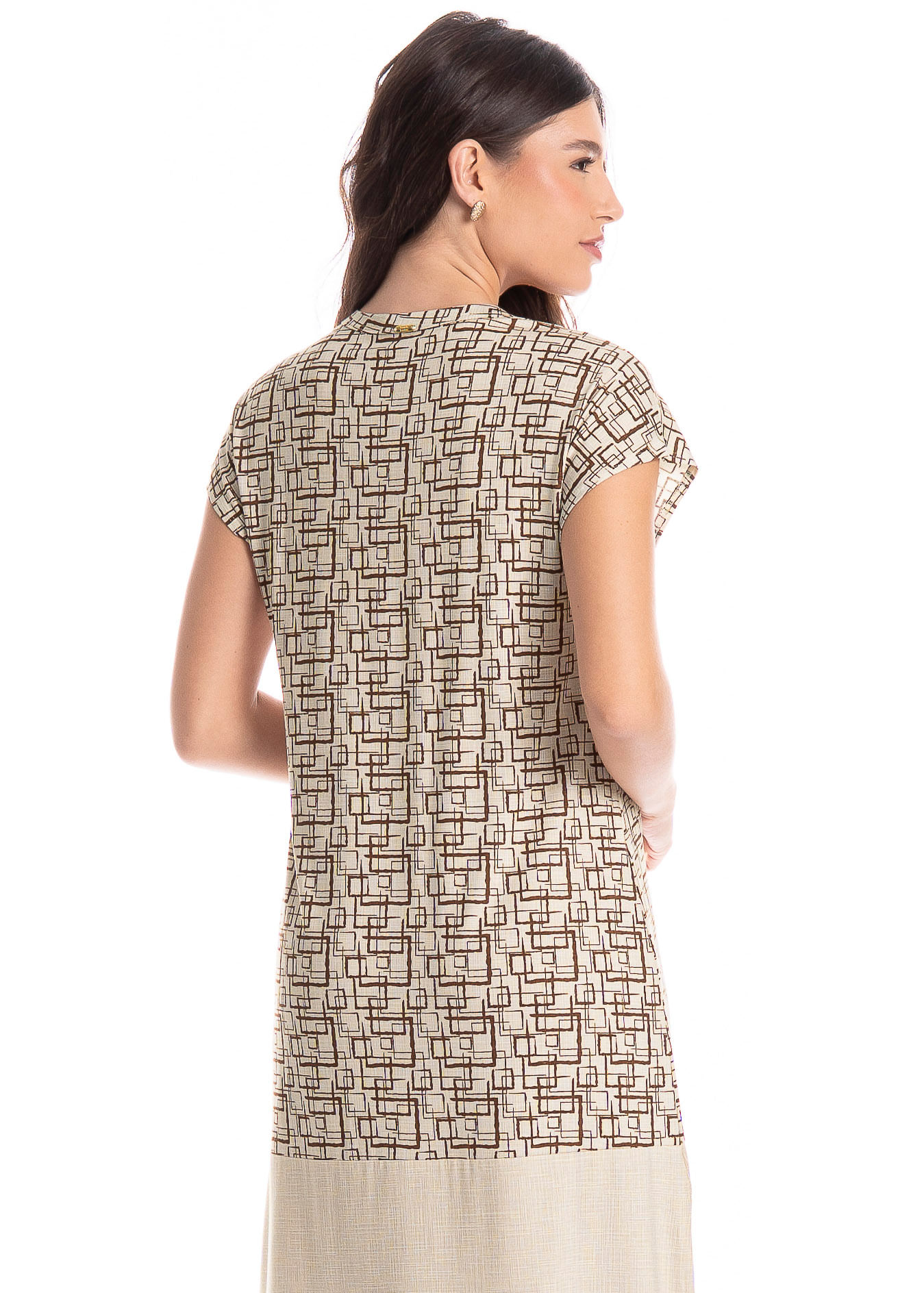 Vestido Feminino Midi Grid - Imagem 4 - Mobile