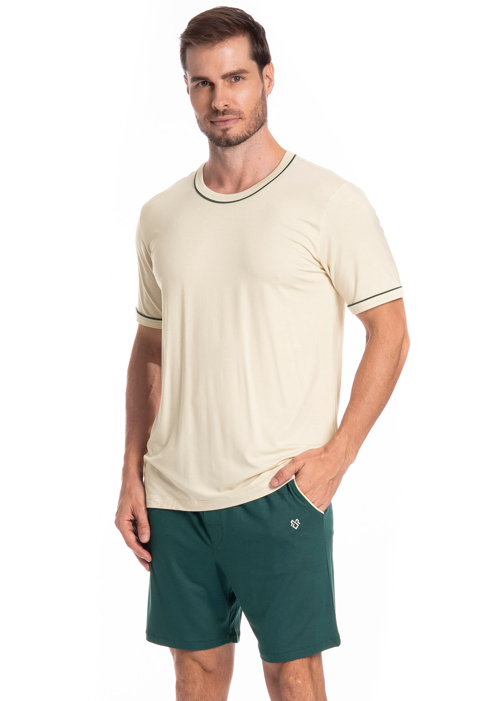 Pijama Masculino Curto Com Bolso Augusto Tombini - Imagem 1