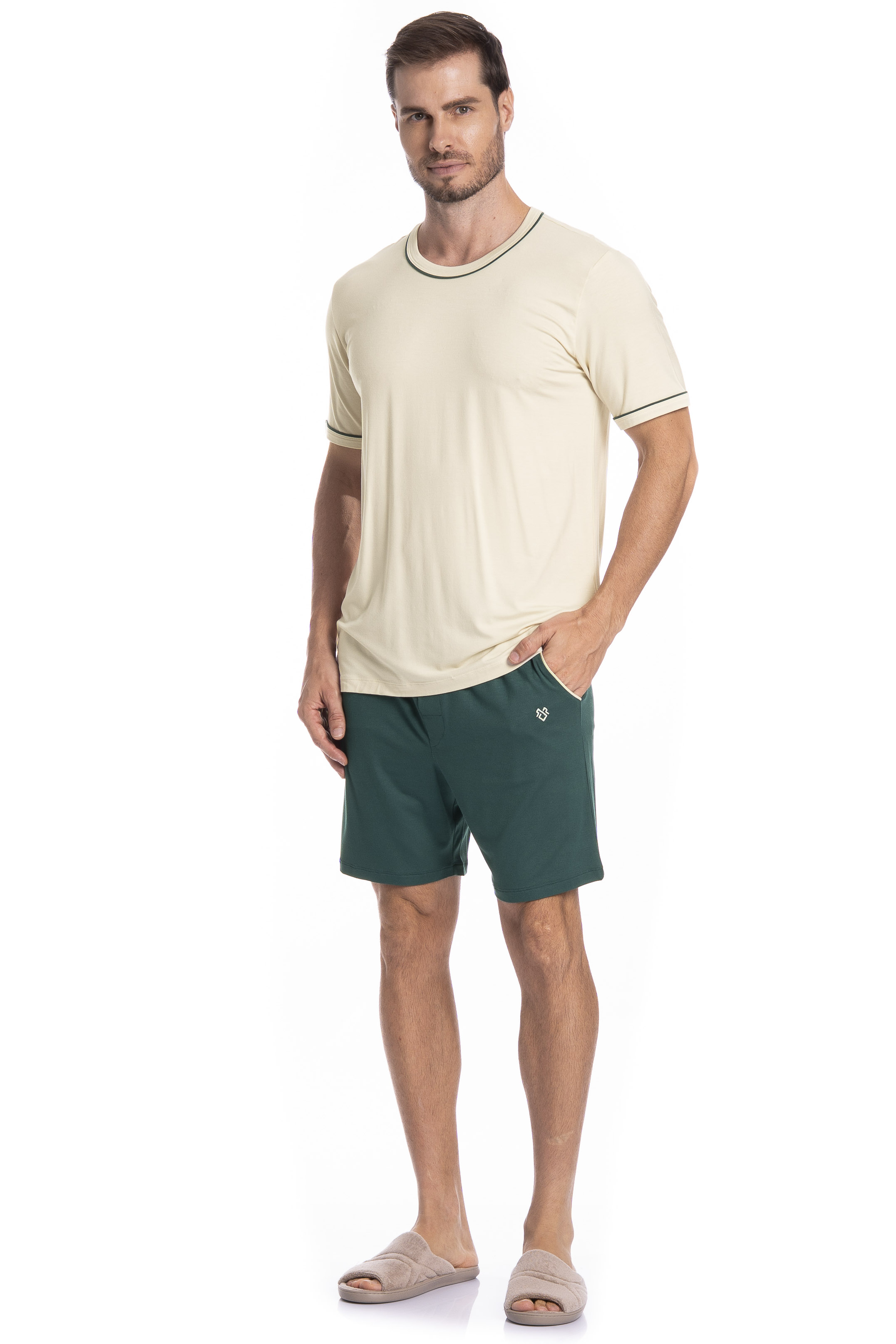 Pijama Masculino Curto Com Bolso Augusto Tombini - Imagem 3 - Mobile