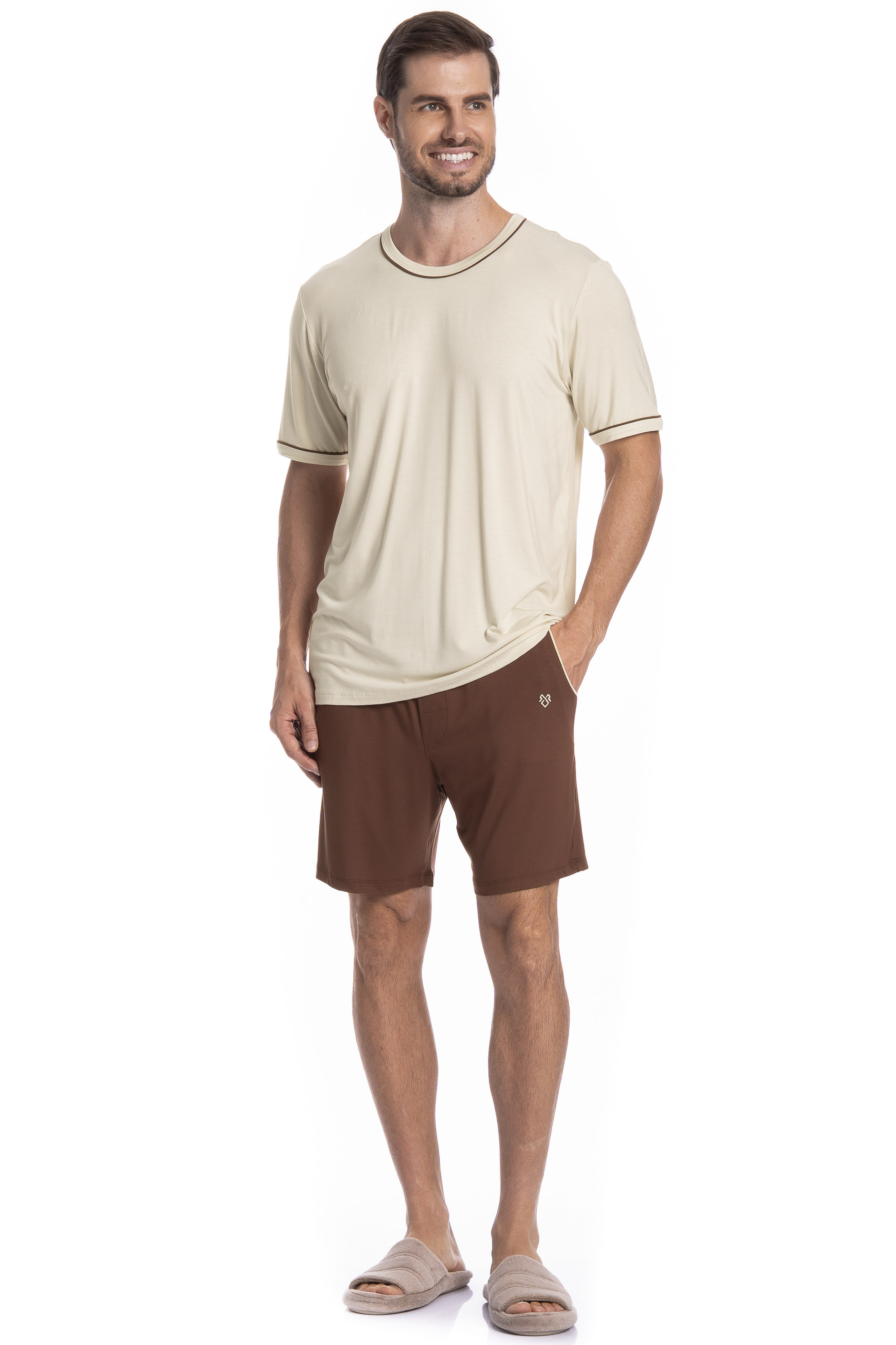 Pijama Masculino Curto Com Bolso Augusto Tombini - Imagem 3 - Mobile