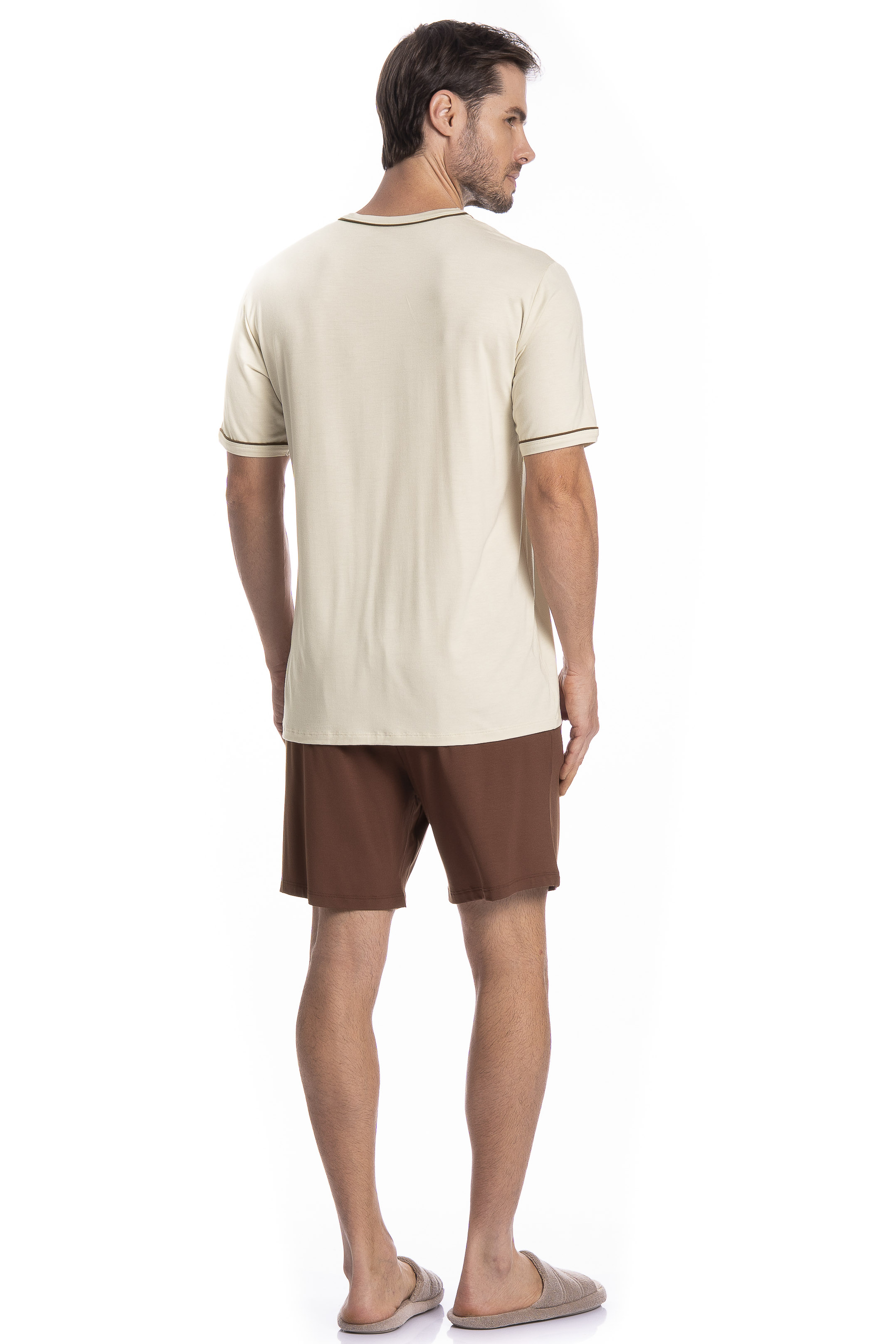 Pijama Masculino Curto Com Bolso Augusto Tombini - Imagem 4 - Mobile