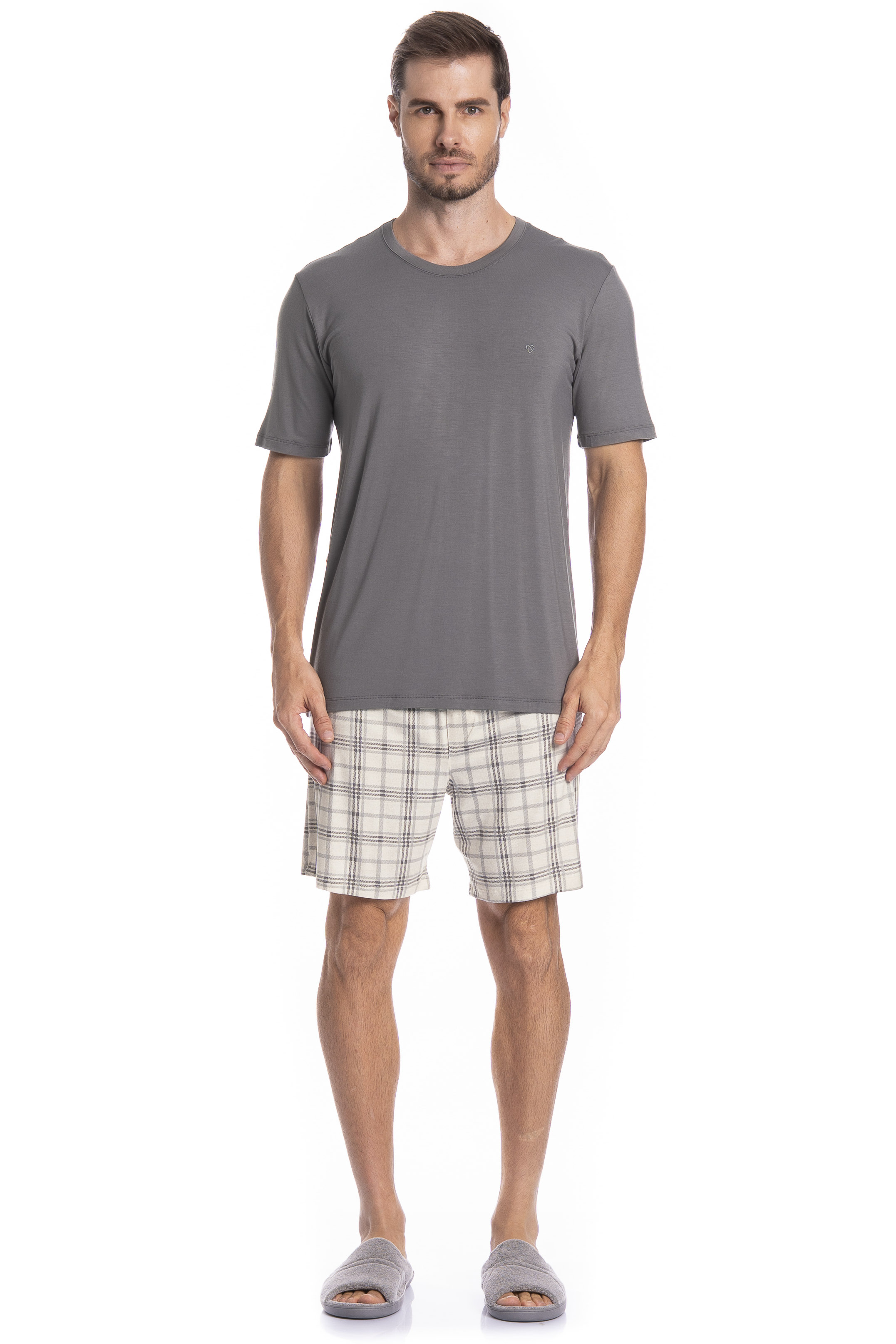 Pijama Masculino Curto Chess Tombini - Imagem 3 - Mobile