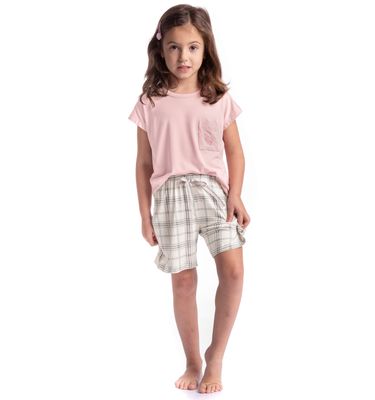 Pijama Infantil Feminino Curto Chess - Imagem 3 - Mobile
