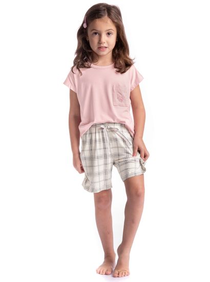 Pijama Infantil Feminino Curto Chess - Imagem 3 - Desktop