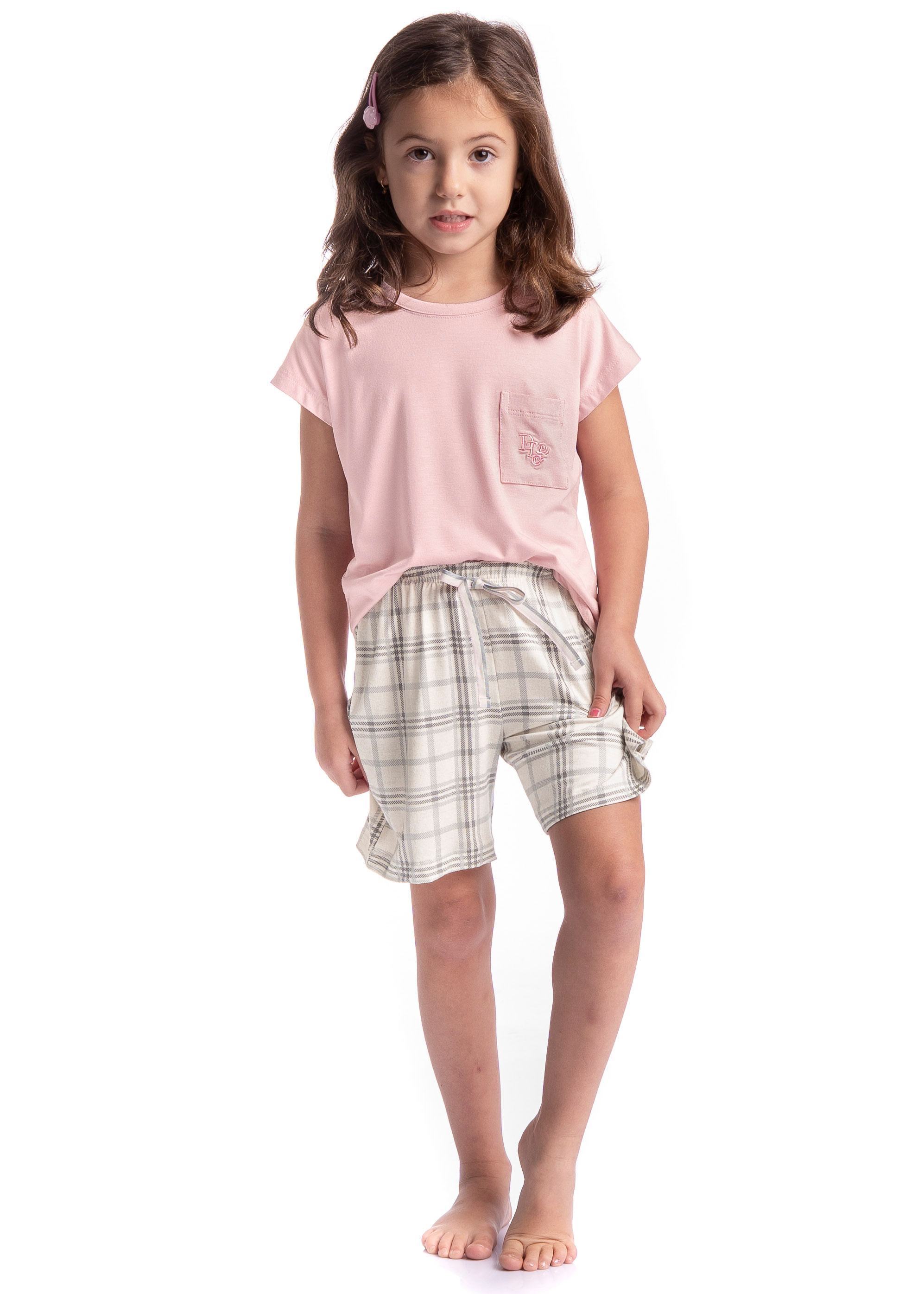 Pijama Infantil Feminino Curto Chess - Imagem 3 - Mobile