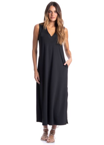 Vestido Vera Com Bolso Madrid Preto - Imagem 1