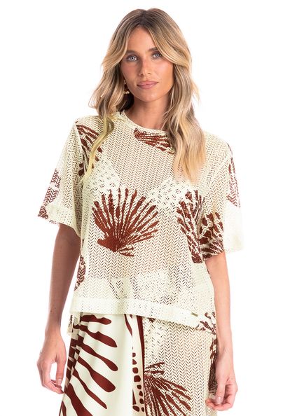 Blusa Feminina Conchas Marrom - Imagem 1