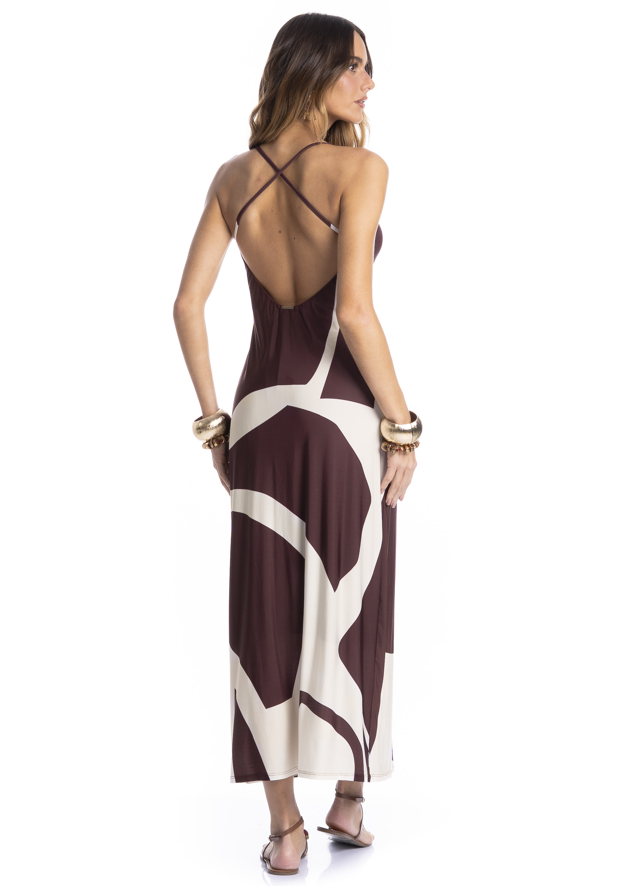 Vestido Feminino Alcinha Costas Cruzadas Litorânea Vermelho - Imagem 2