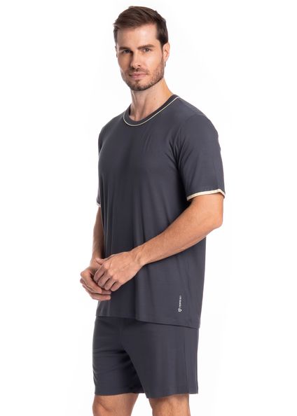 Pijama Masculino Curto Lino Tombini Cinza - Imagem 1