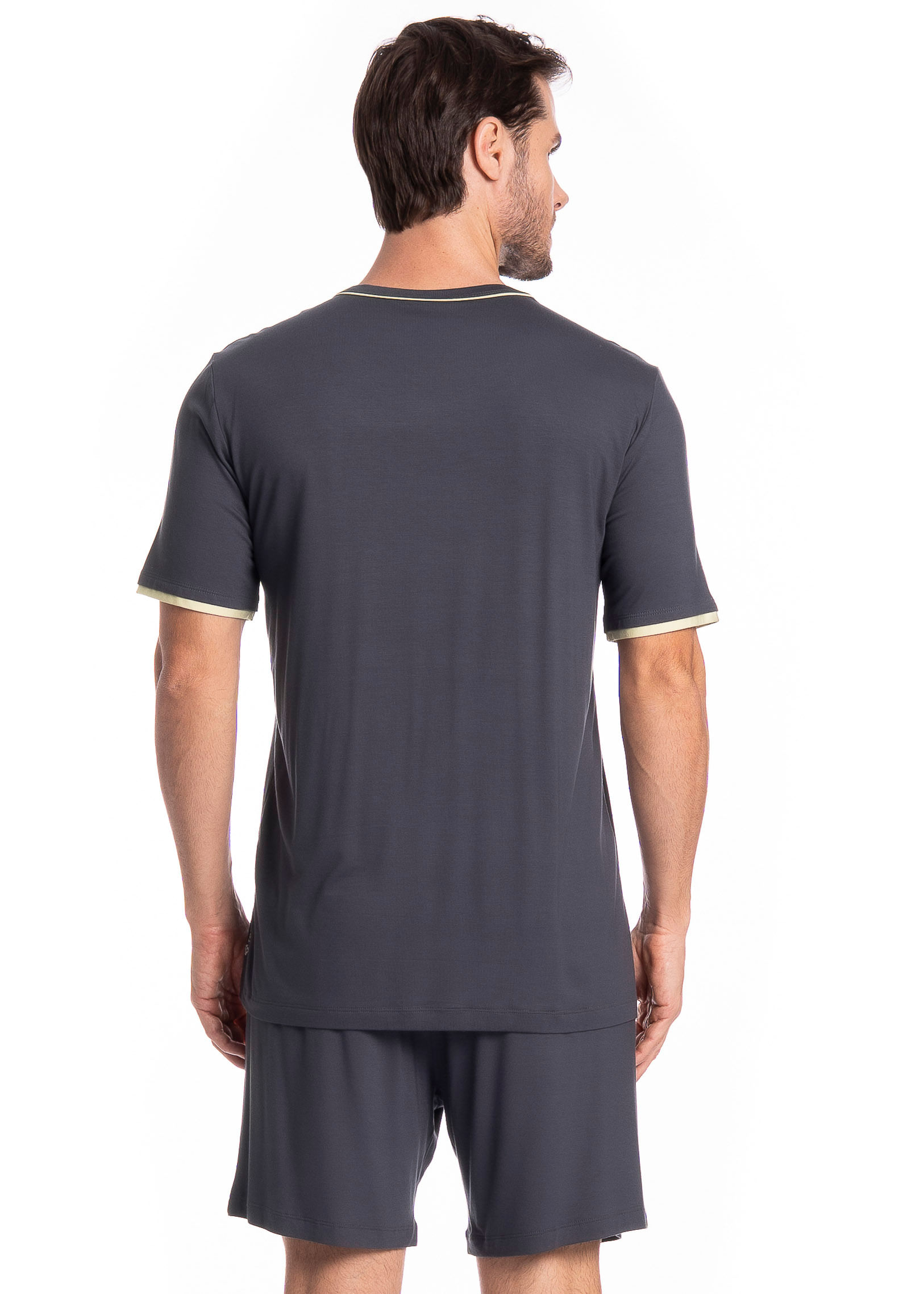 Pijama Masculino Curto Lino Tombini Cinza - Imagem 2