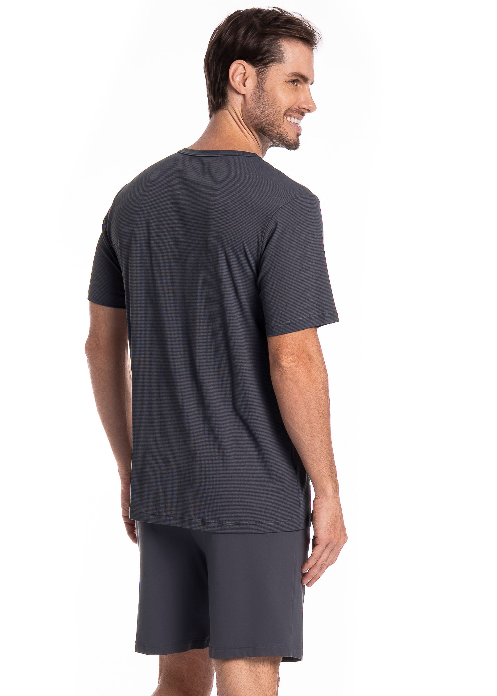 Pijama Masculino Curto Vicente Tombini Cinza - Imagem 2