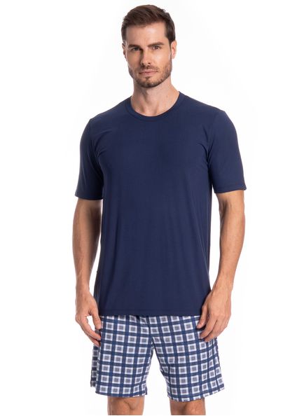 Pijama Masculino Curto Pietro Tombini Azul-marinho - Imagem 1