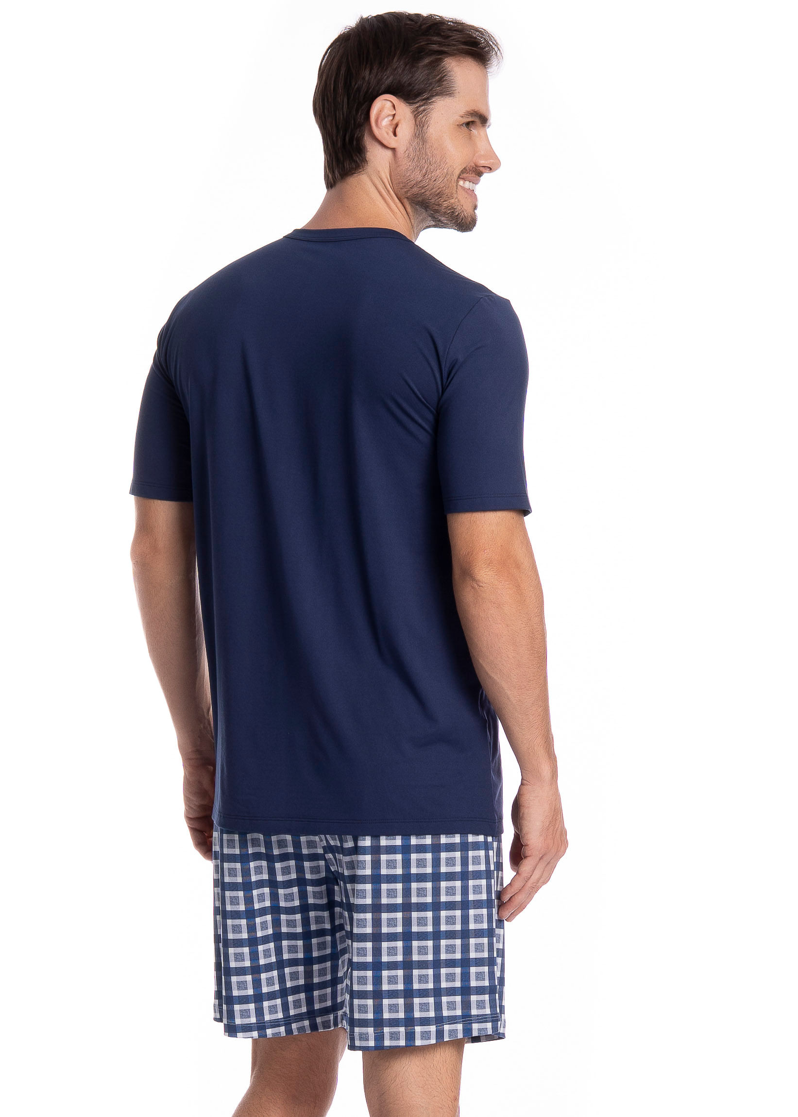 Pijama Masculino Curto Pietro Tombini Azul-marinho - Imagem 2