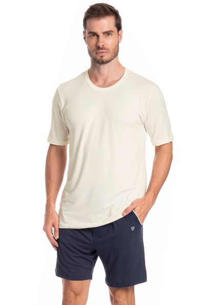 Pijama Masculino Curto Henri Tombini Azul-marinho - Imagem 1