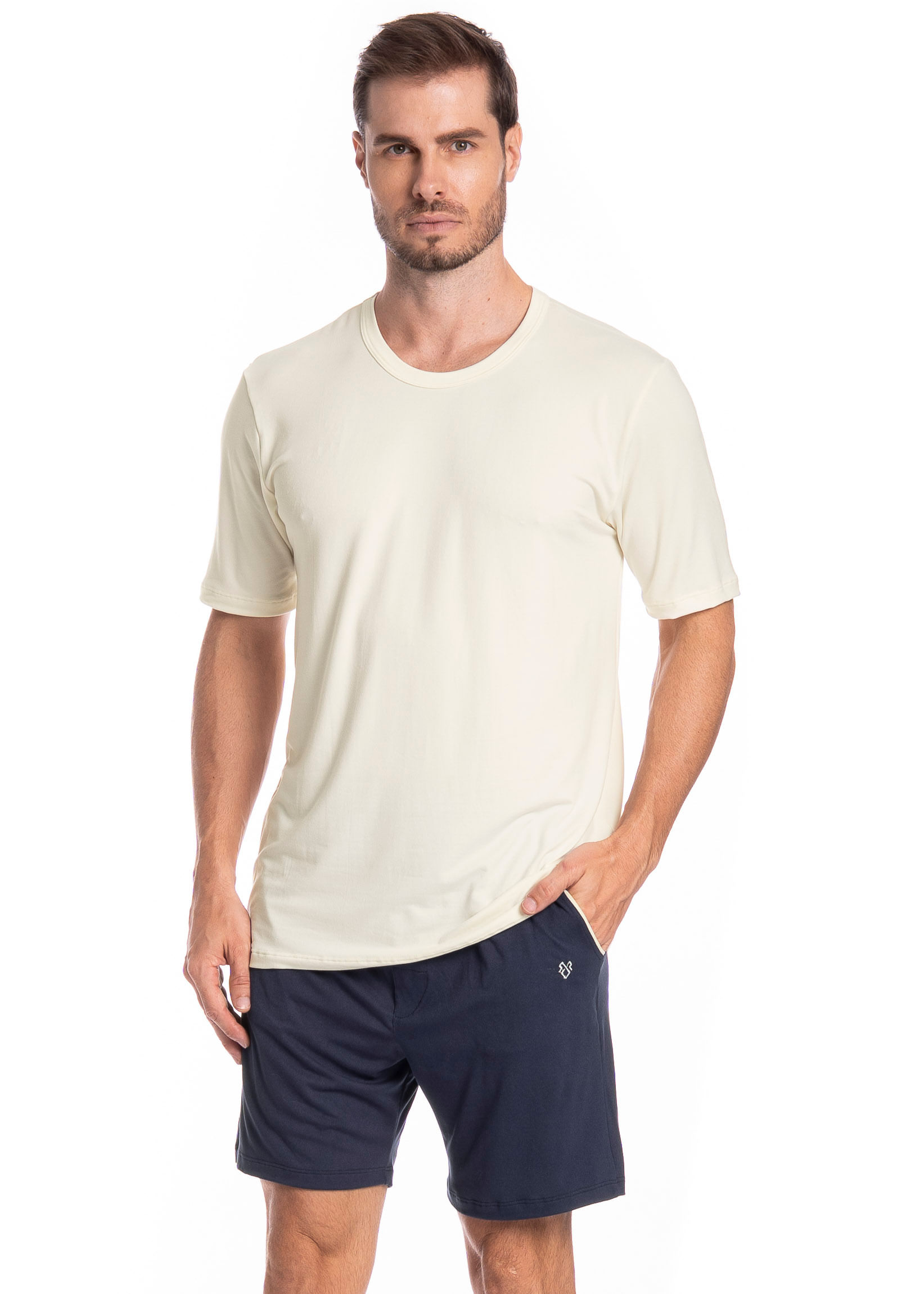 Pijama Masculino Curto Henri Tombini Azul-marinho - Imagem 1