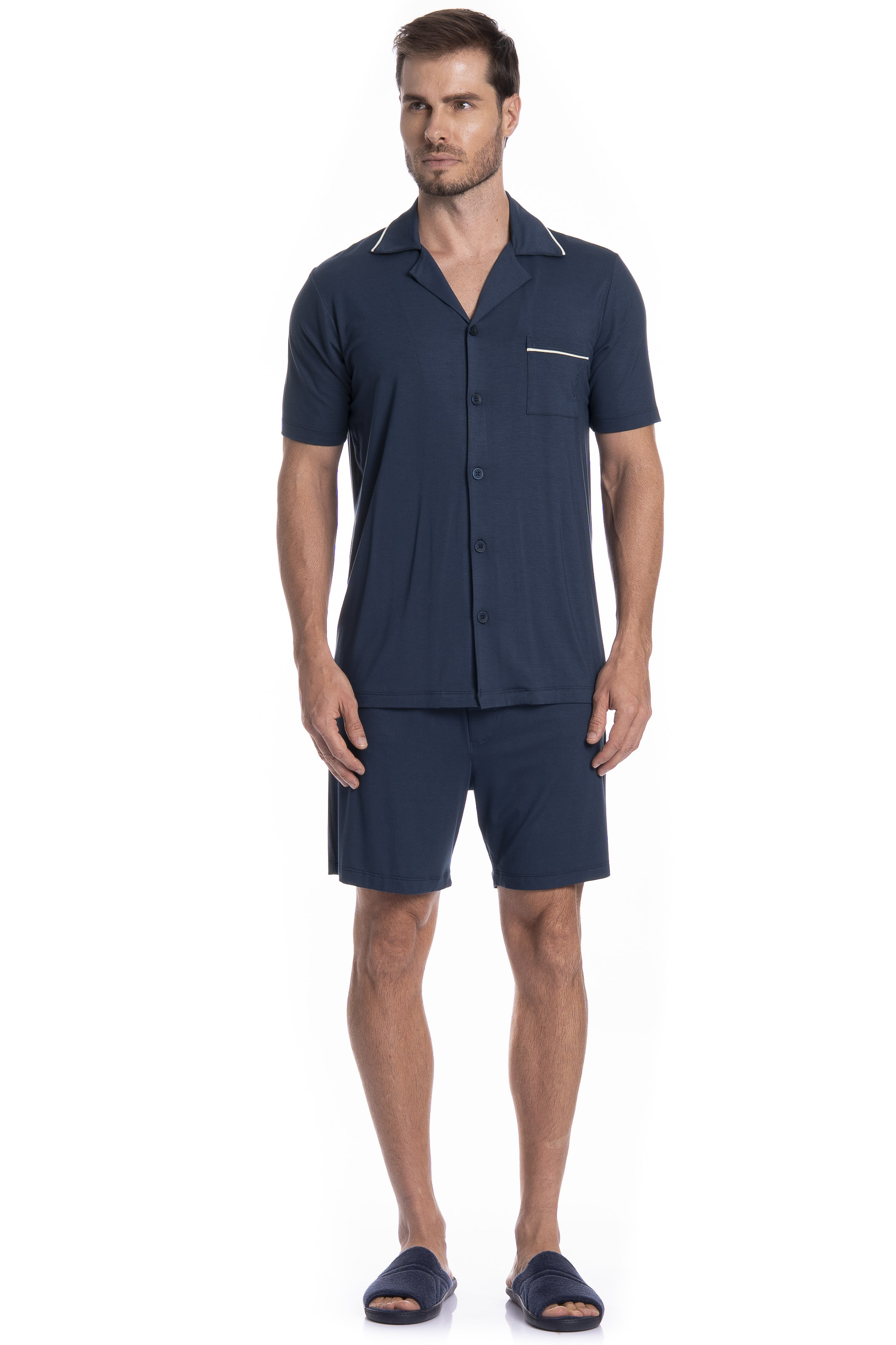 Pijama Masculino Americano Curto New Romeu Tombini - Imagem 3 - Mobile