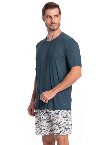 Pijama Masculino Curto Joaquim Tombini Azul-marinho - Imagem 1