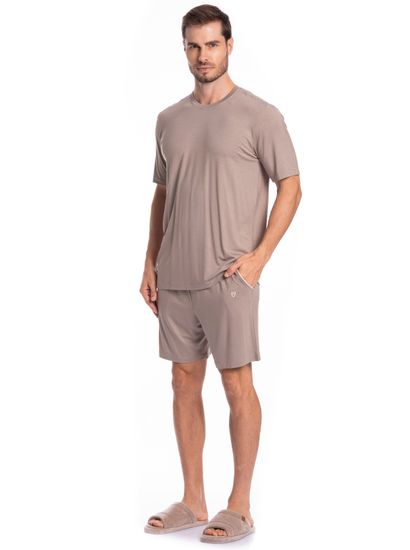 Pijama Masculino Curto Com Bolso Lucca Tombini - Imagem 3 - Desktop