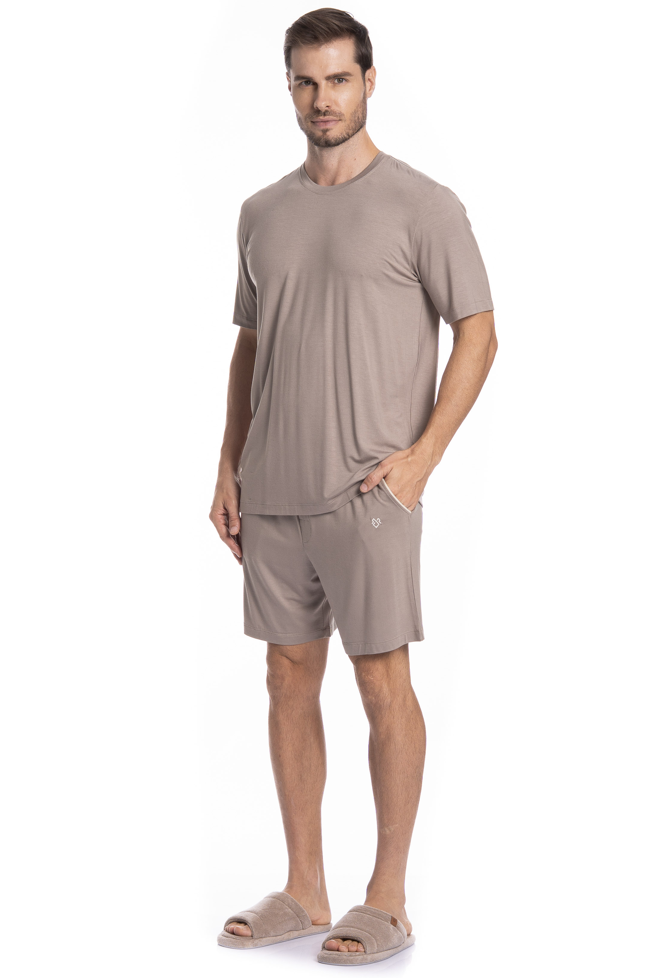 Pijama Masculino Curto Com Bolso Lucca Tombini - Imagem 3 - Mobile