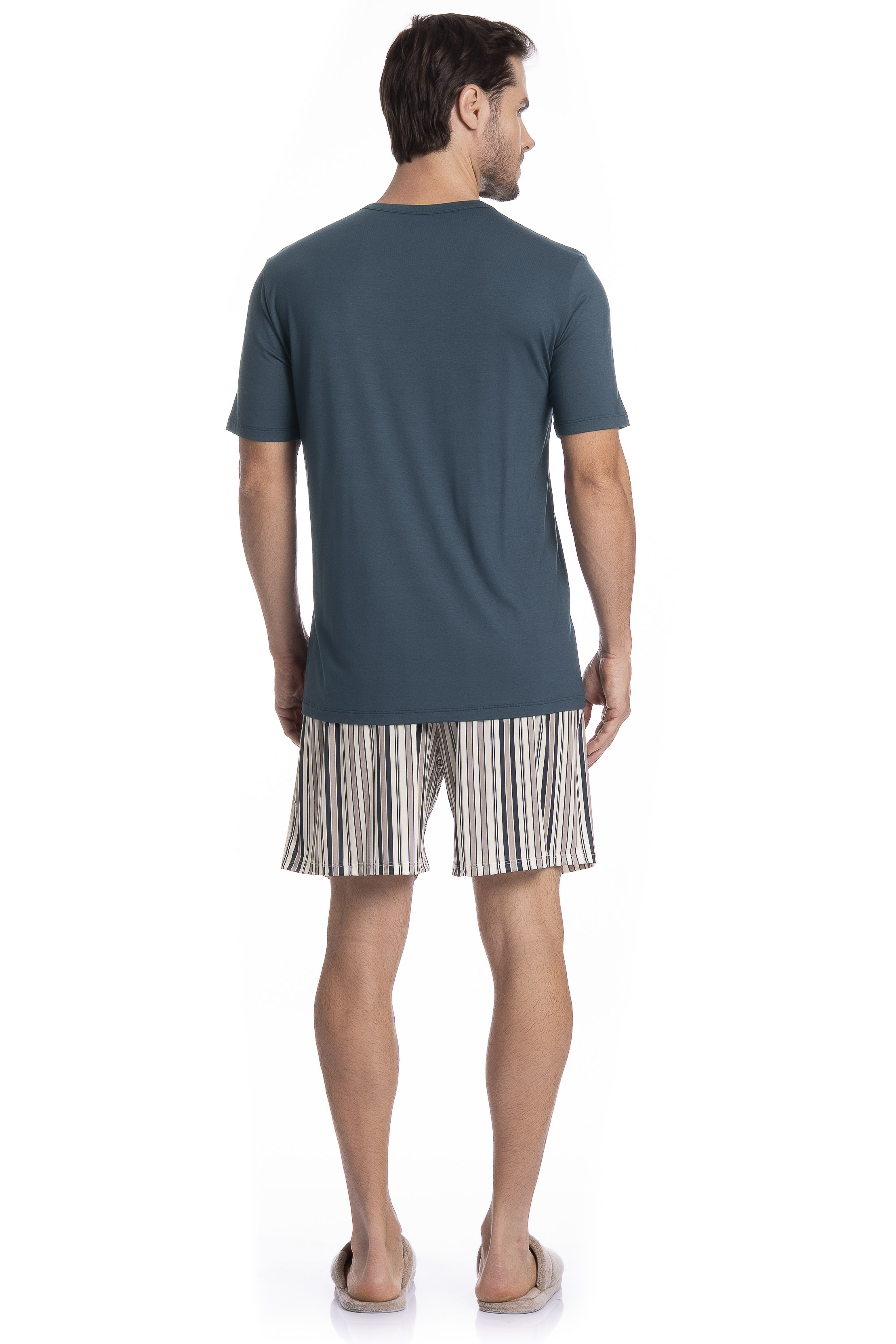 Pijama Masculino Curto Decote V Joaquim Tombini - Imagem 4 - Mobile