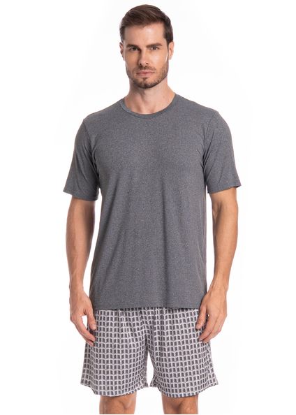 Pijama Masculino Curto Manuel Tombini Cinza - Imagem 1