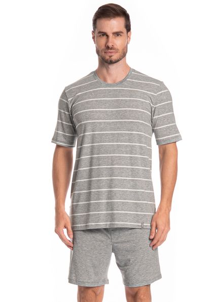 Pijama Masculino Curto Henrique Tombini Cinza - Imagem 1