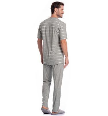 Pijama Masculino Longo Manga Curta Henrique Tombini - Imagem 2 - Mobile