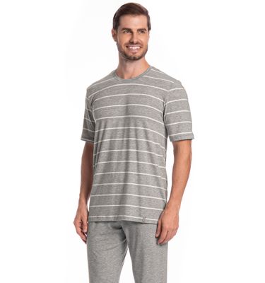 Pijama Masculino Longo Manga Curta Henrique Tombini - Imagem 3 - Mobile