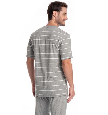 Pijama Masculino Longo Manga Curta Henrique Tombini - Imagem 4 - Mobile