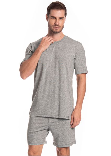 Pijama Masculino Curto Henrique Tombini Cinza - Imagem 1