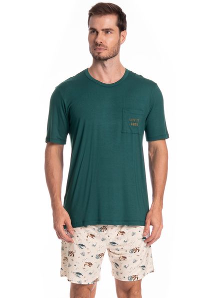 Pijama Masculino Curto Turtle Tombini Verde - Imagem 1
