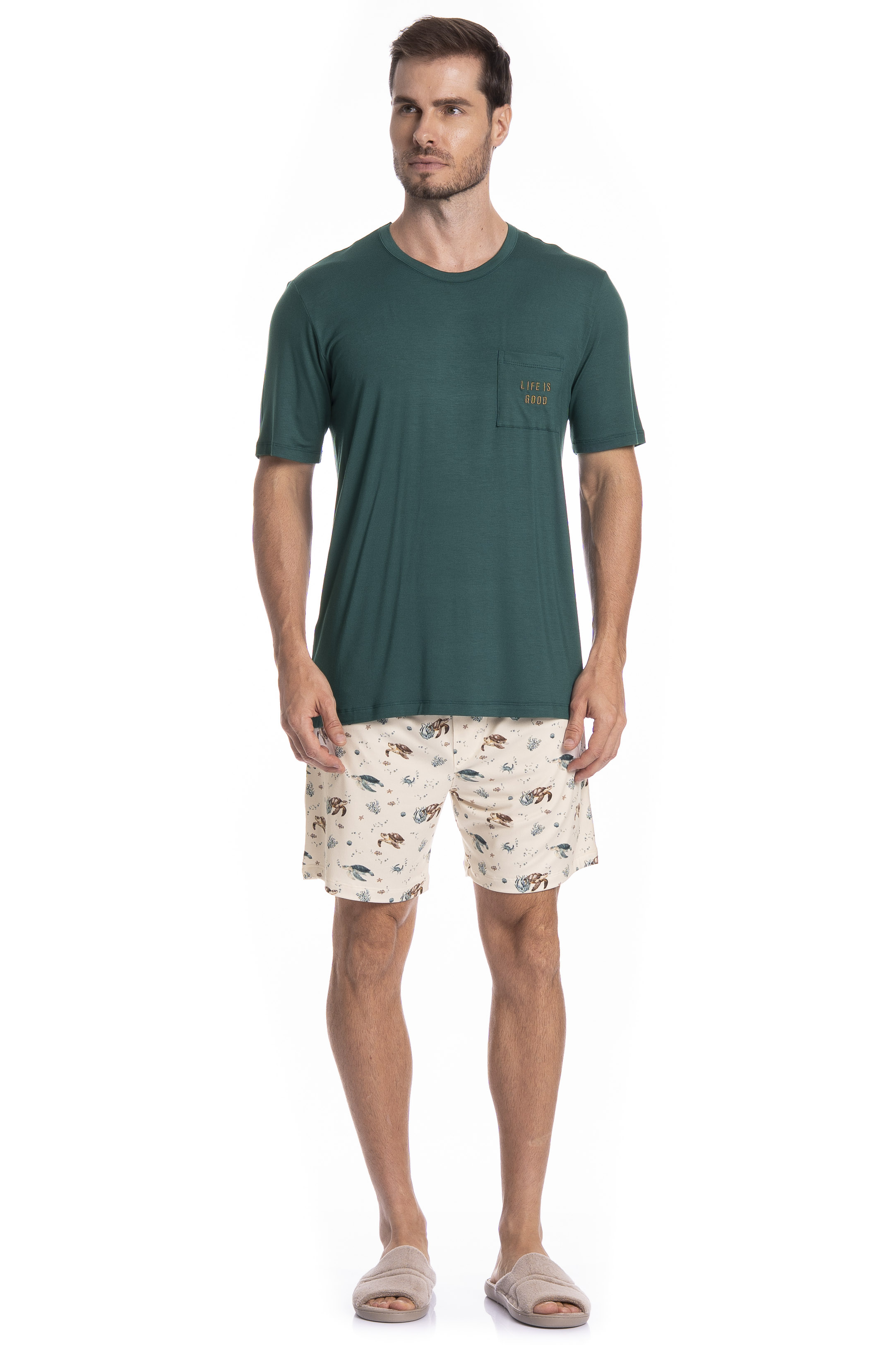 Pijama Masculino Curto Turtle Tombini - Imagem 3 - Mobile