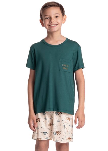 Pijama Infantil Masculino Curto Turtle Verde - Imagem 1