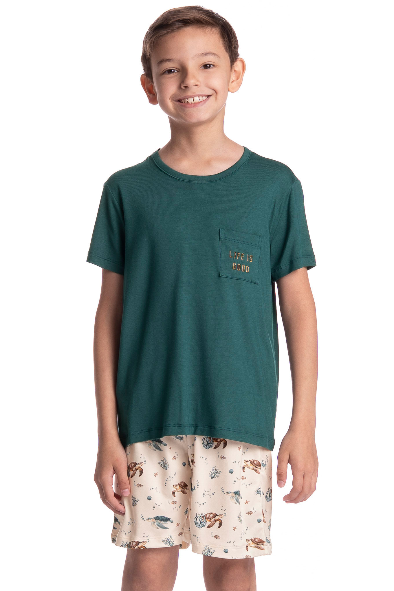 Pijama Infantil Masculino Curto Turtle - Imagem 1