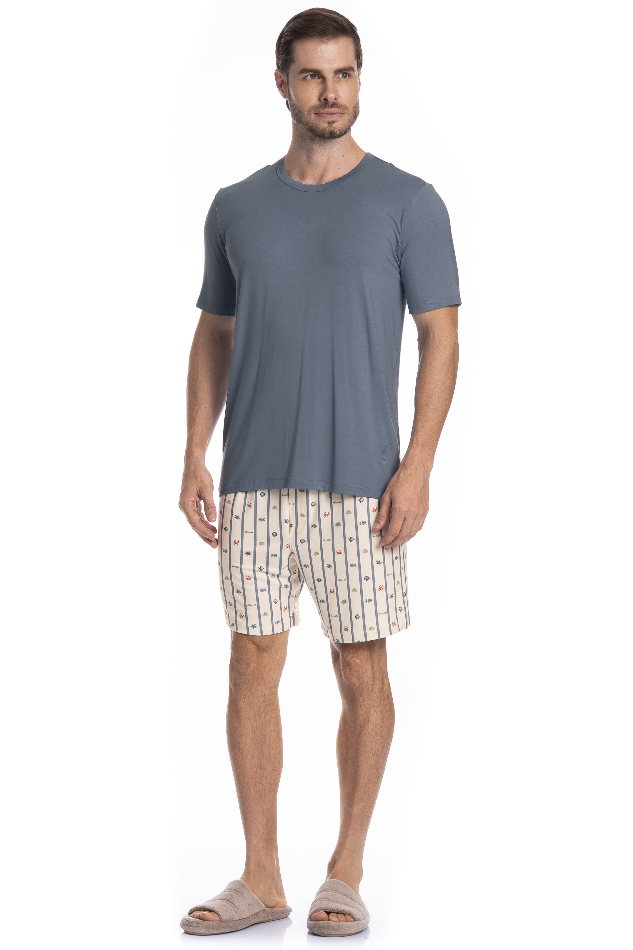Pijama Masculino Curto Ocean Tombini - Imagem 3 - Mobile