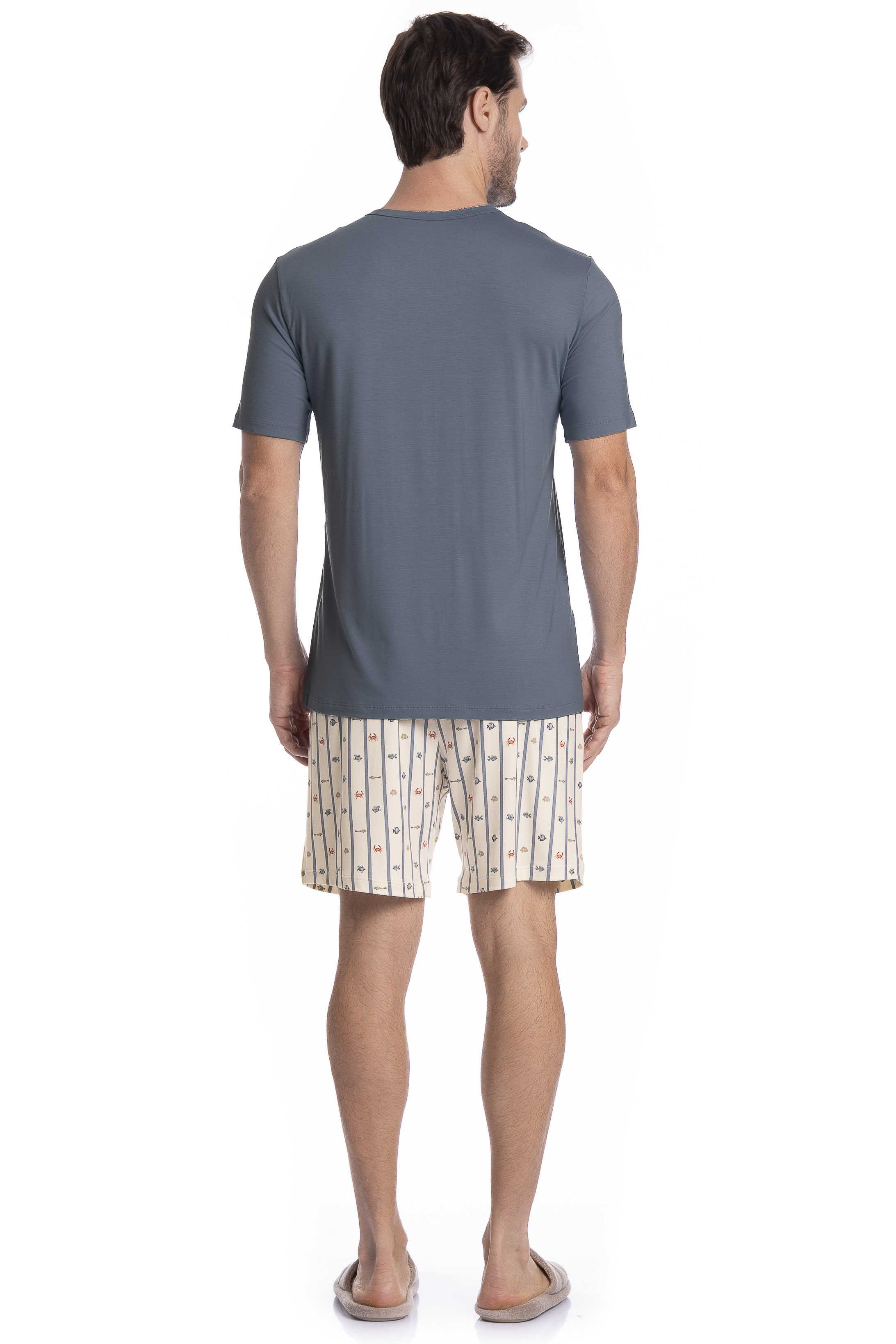 Pijama Masculino Curto Ocean Tombini - Imagem 4 - Mobile