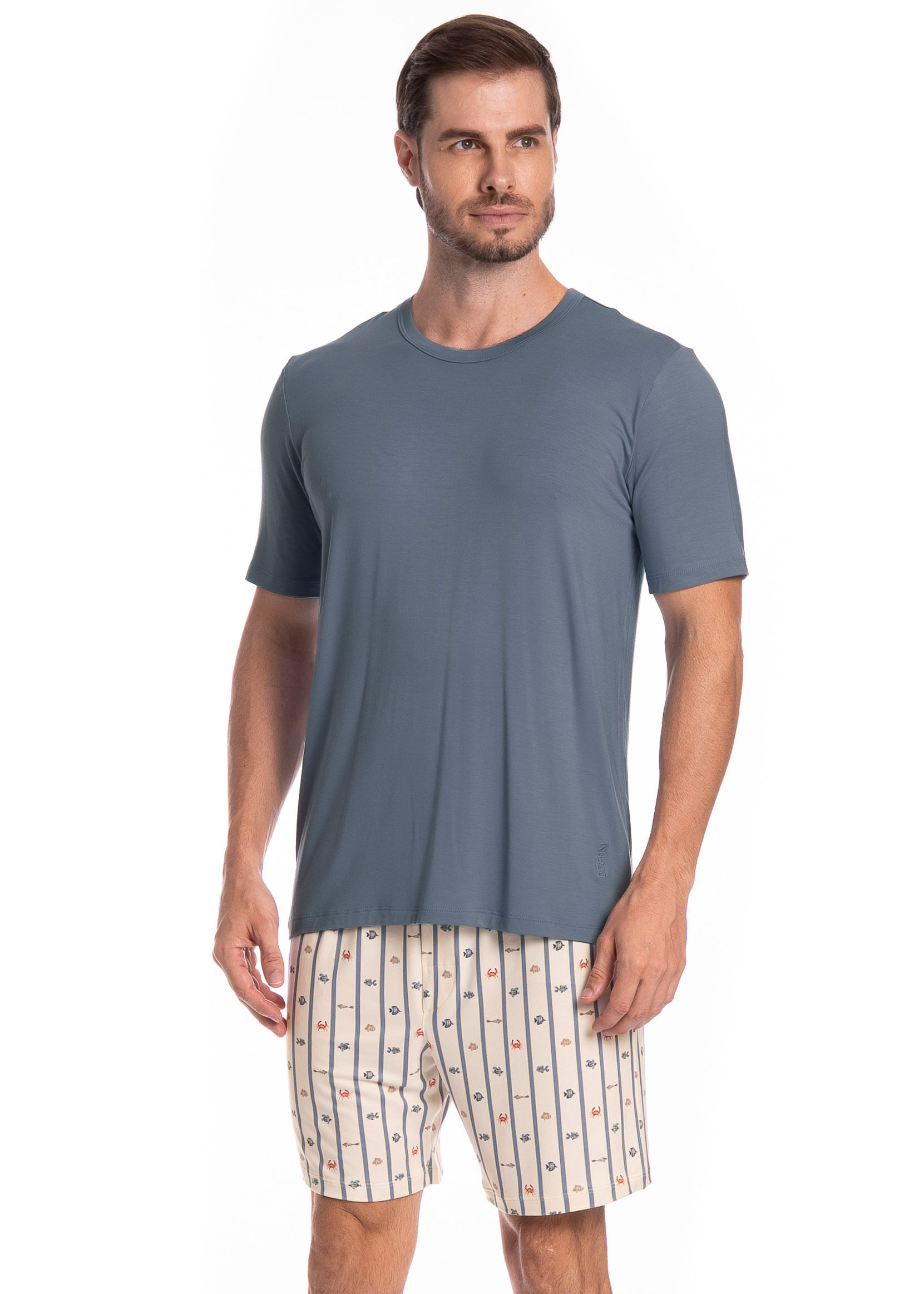 Pijama Masculino Curto Ocean Tombini - Imagem 1