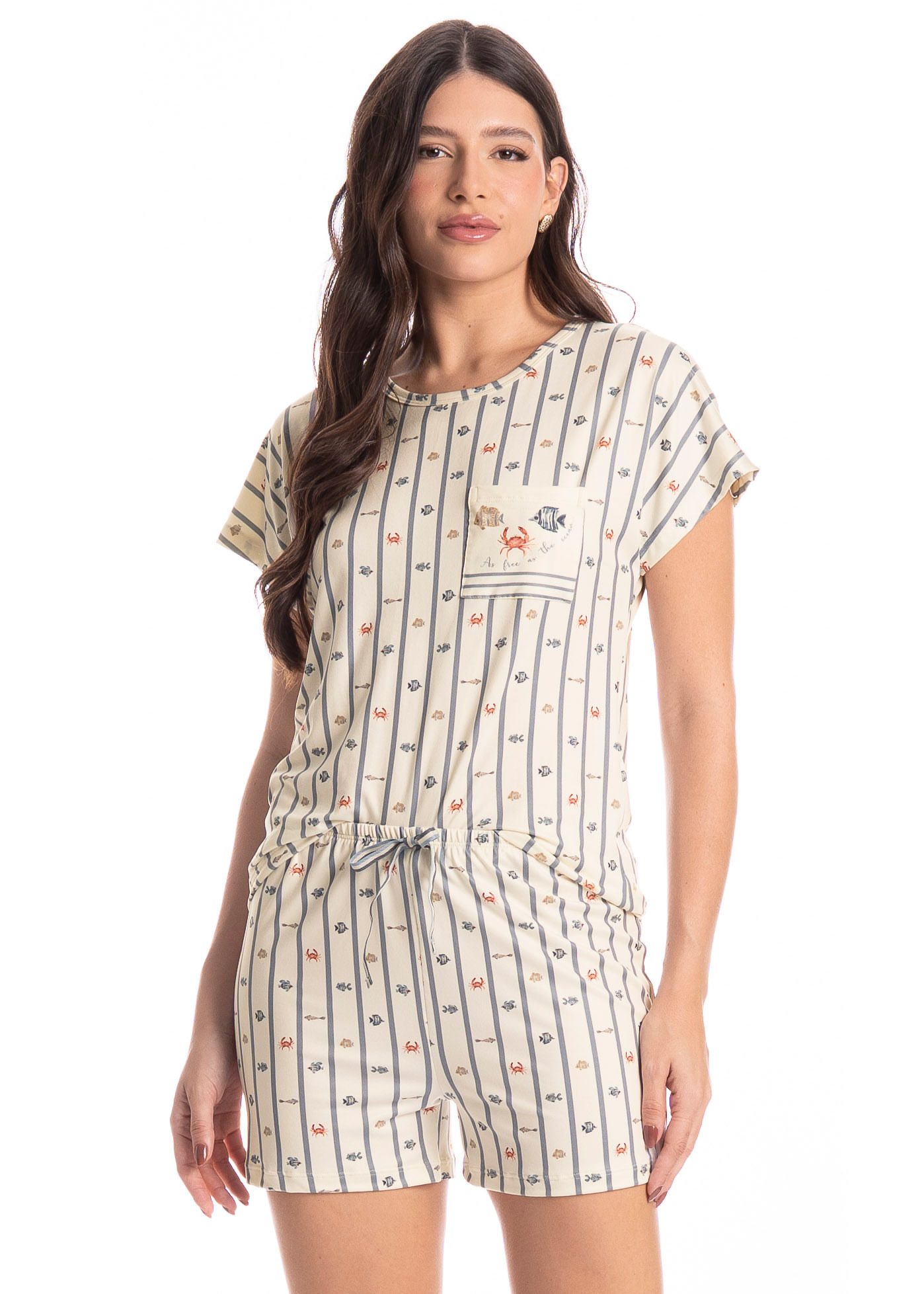 Pijama Feminino Curto Ocean - Imagem 1