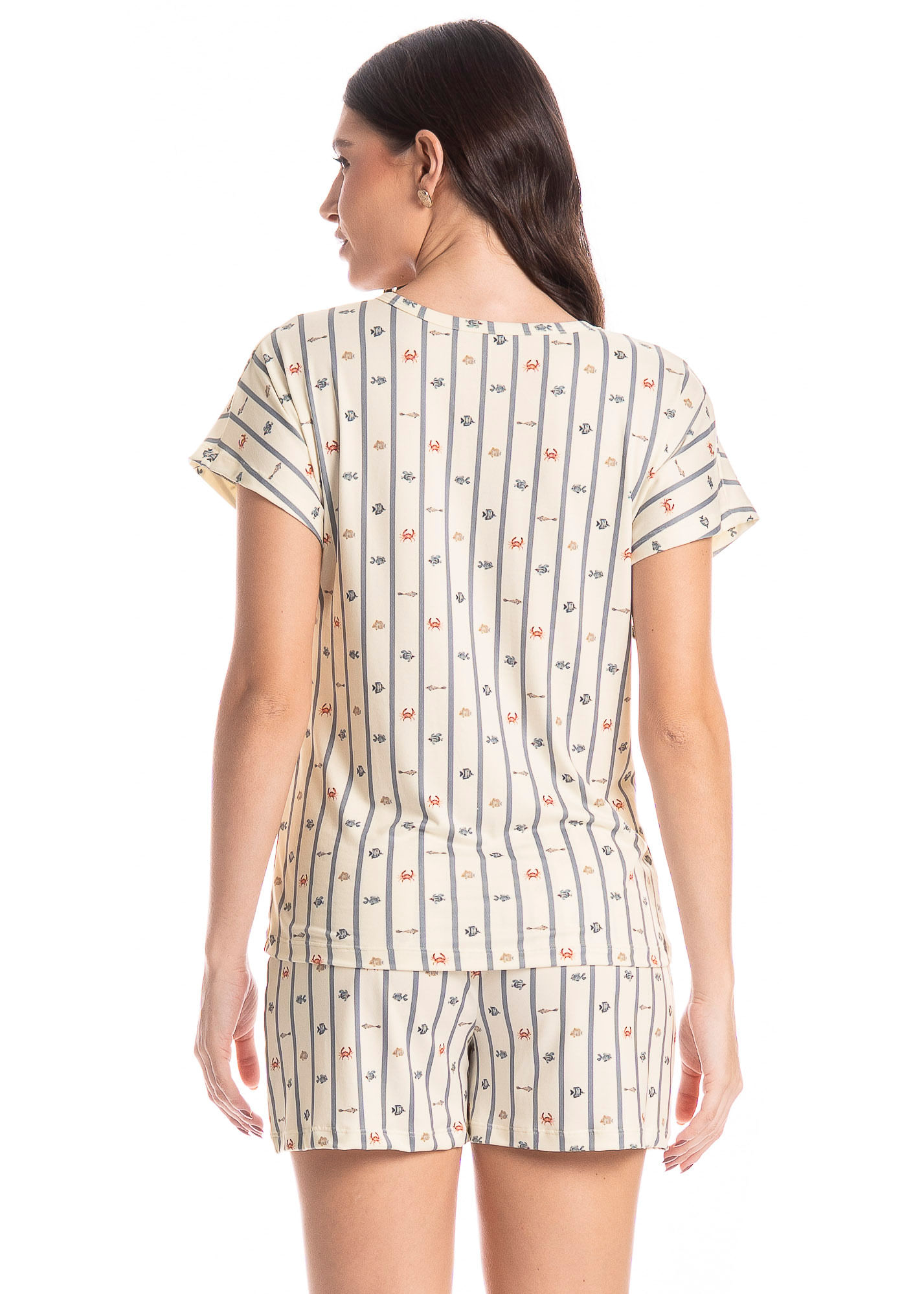 Pijama Feminino Curto Ocean Branco - Imagem 2