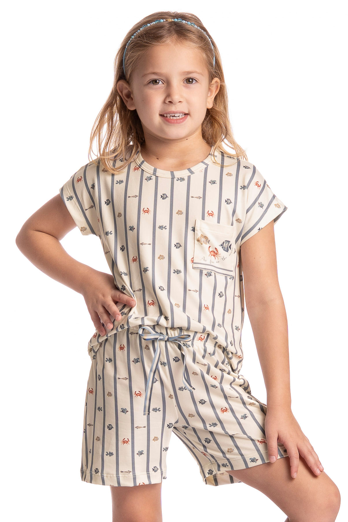 Pijama Infantil Feminino Curto Ocean - Imagem 1