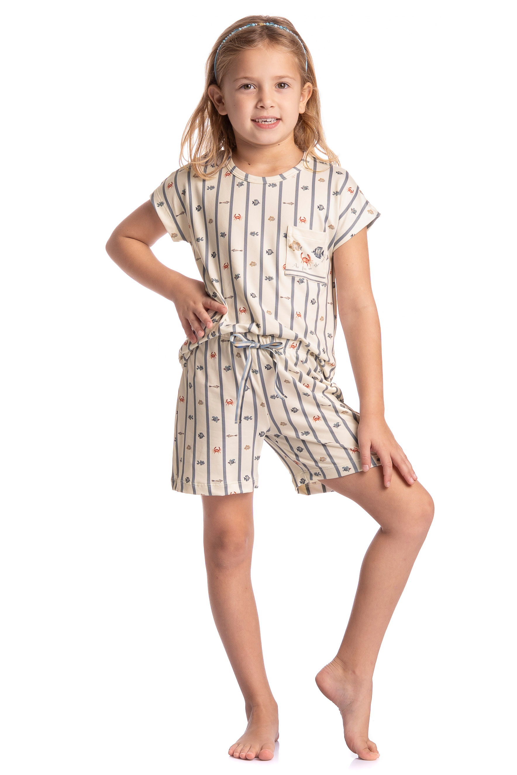 Pijama Infantil Feminino Curto Ocean - Imagem 3 - Mobile