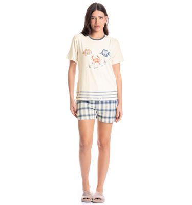 Pijama Feminino Curto Blue - Imagem 3 - Mobile