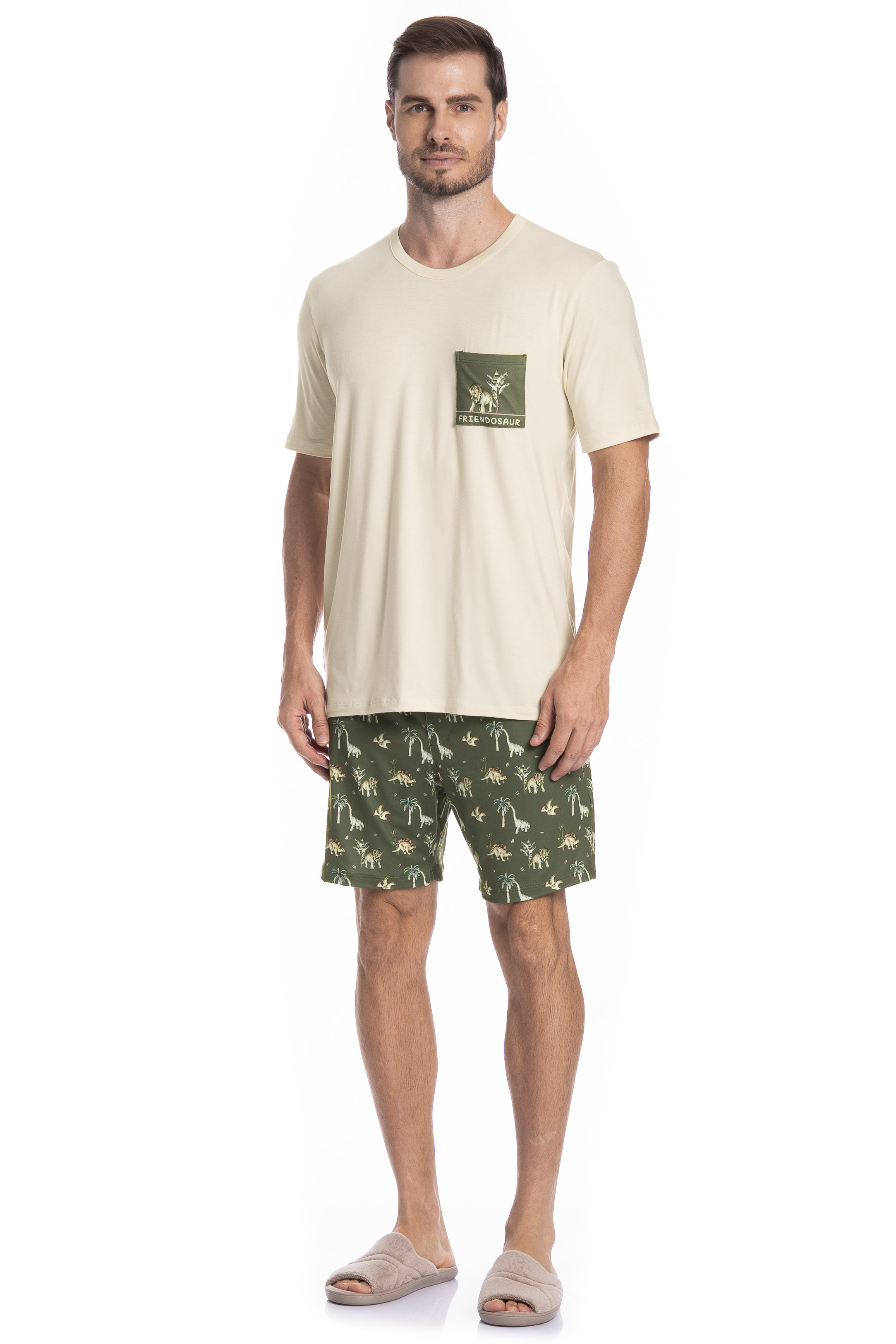 Pijama Masculino Curto Dino Tombini - Imagem 3 - Mobile