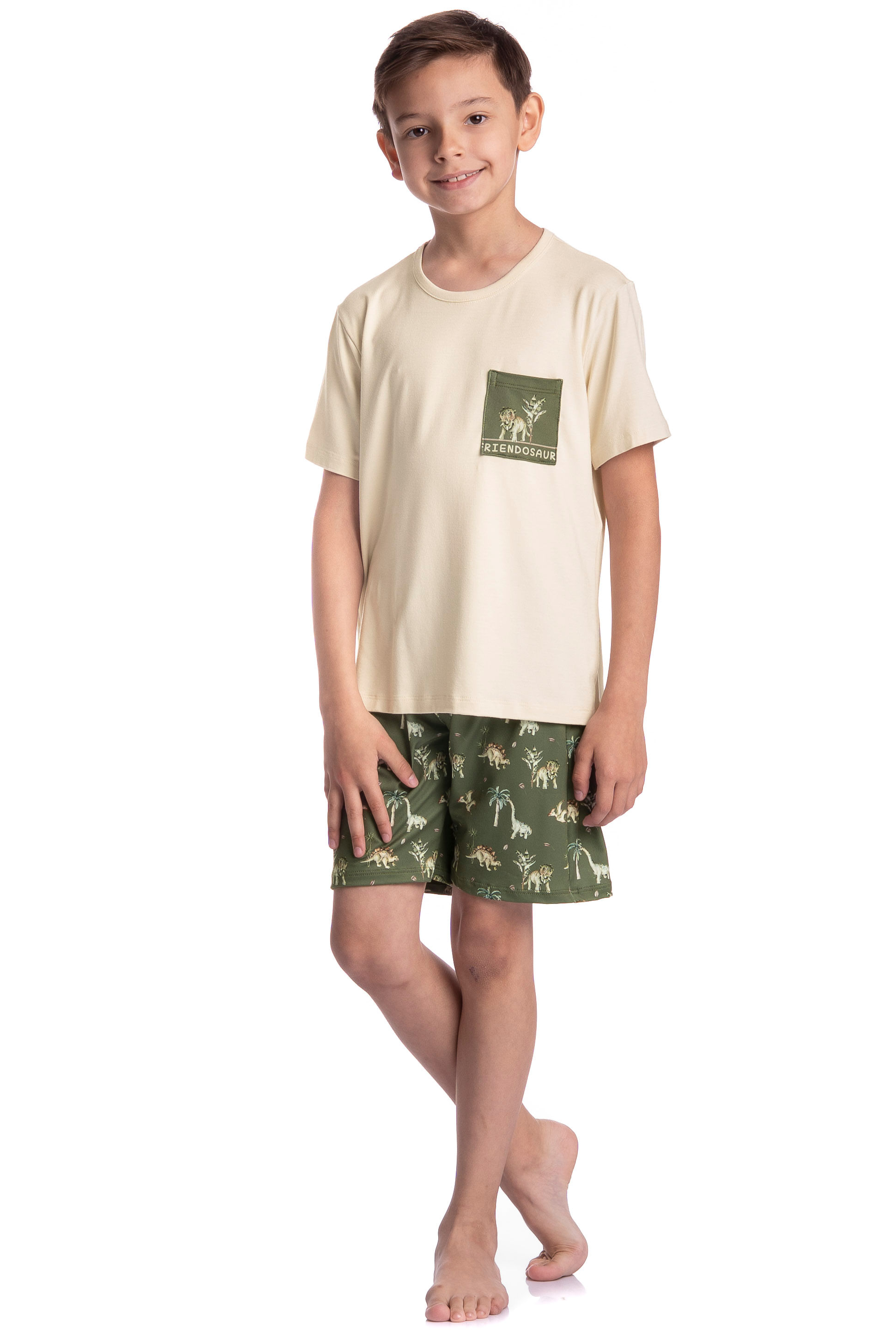 Pijama Infantil Masculino Curto Dino - Imagem 3 - Mobile